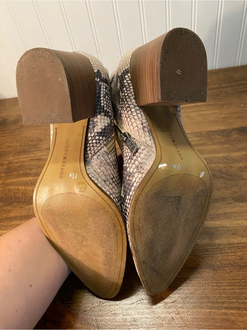 Lucky Brand - Women’s size 8.5 - Leather Upper - Faux Snake-Print Ankle Boots